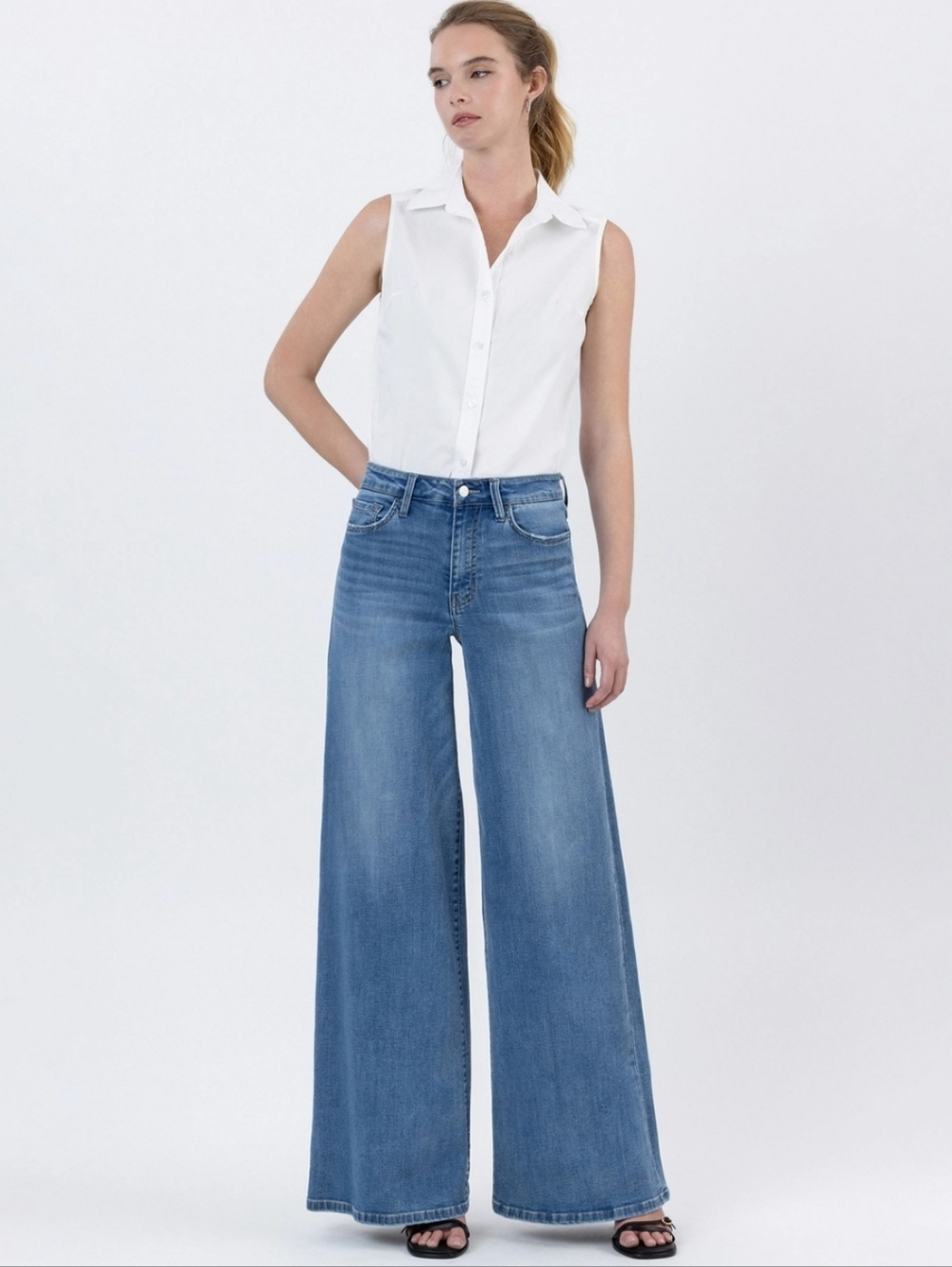 Lovervet by vervet NWT High Rise Palazzo Jeans Sz 30 11